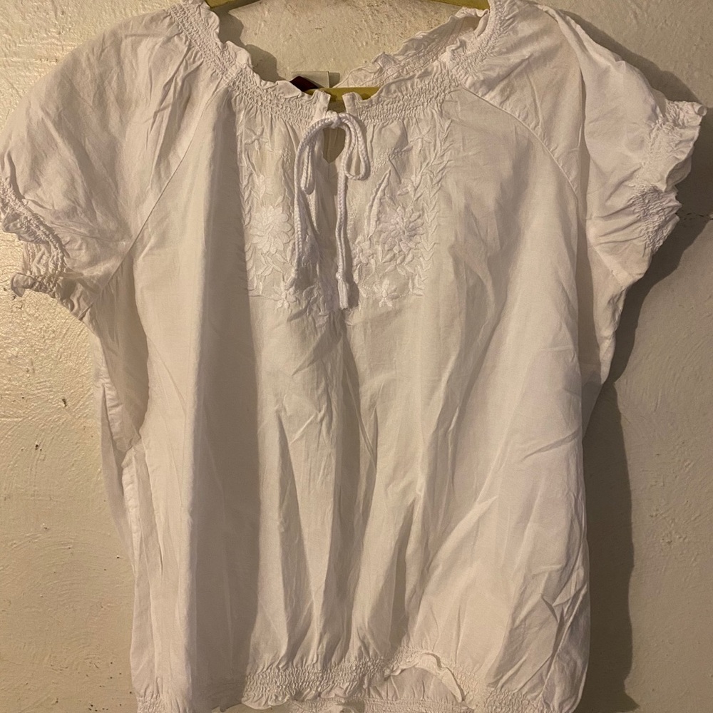 Embroidered white top